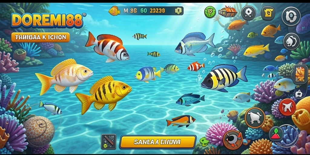 Gameplay seru DOREMI88 dengan aksi menangkap ikan.