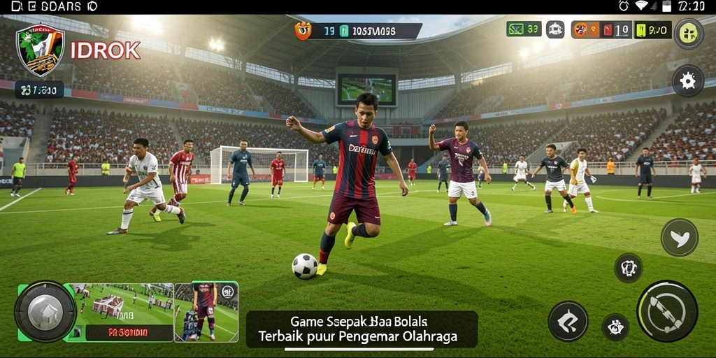 Screenshot permainan IDROK menampilkan aksi sepak bola yang mendebarkan.