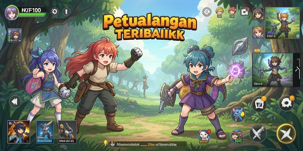 Tangkapan layar gameplay KPK100 menampilkan aksi seru dalam dunia anime.