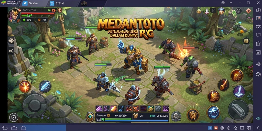 Screenshot utama MEDANTOTO menampilkan pertempuran seru dalam dunia RPG yang menawan.