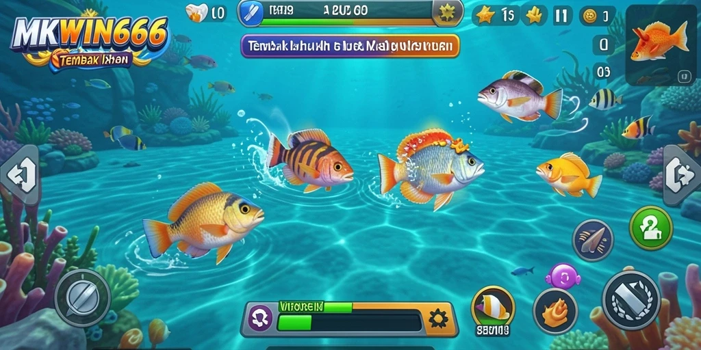 Screenshot utama MKWIN666 menampilkan gameplay Tembak Ikan yang menarik.
