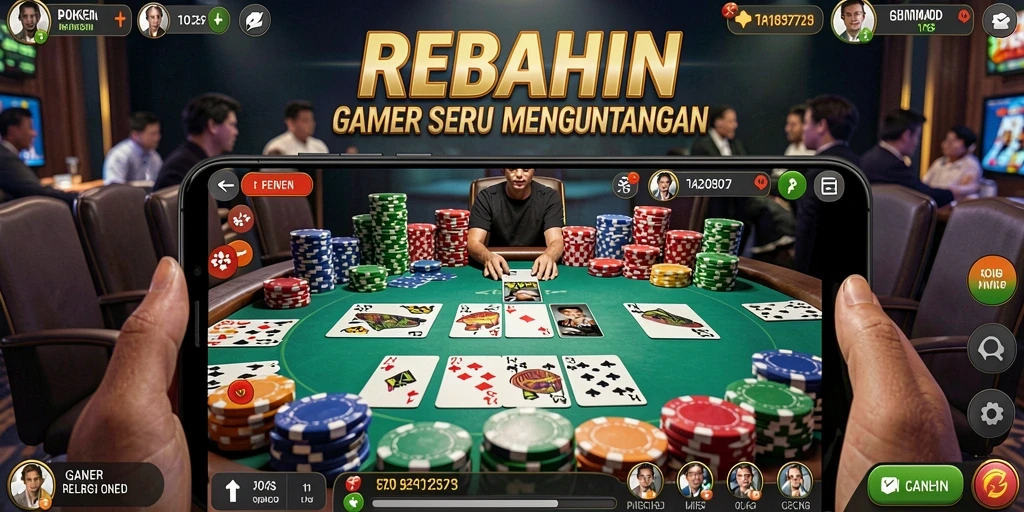 Tampilan gameplay seru dalam game Poker REBAHIN.