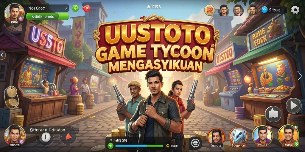 Screenshot gameplay UUSTOTO dengan tampilan bisnis yang berkembang.