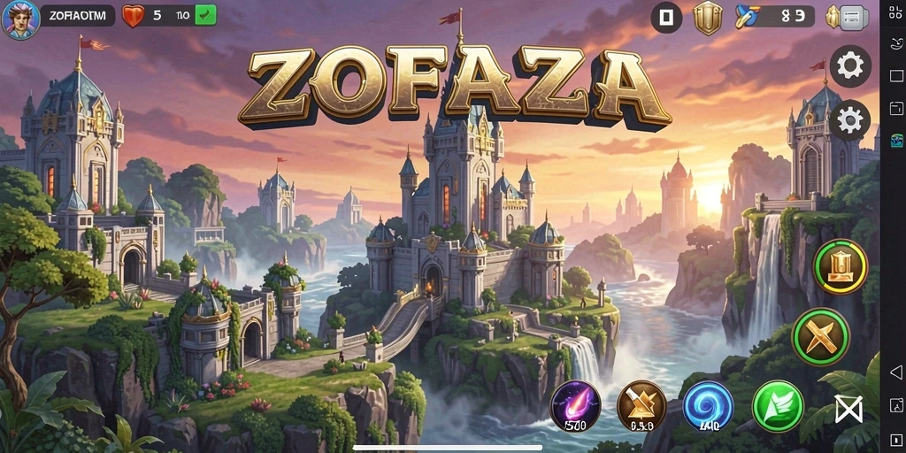 Screenshot gameplay ZOFAZA menampilkan strategi menara pertahanan yang intens.